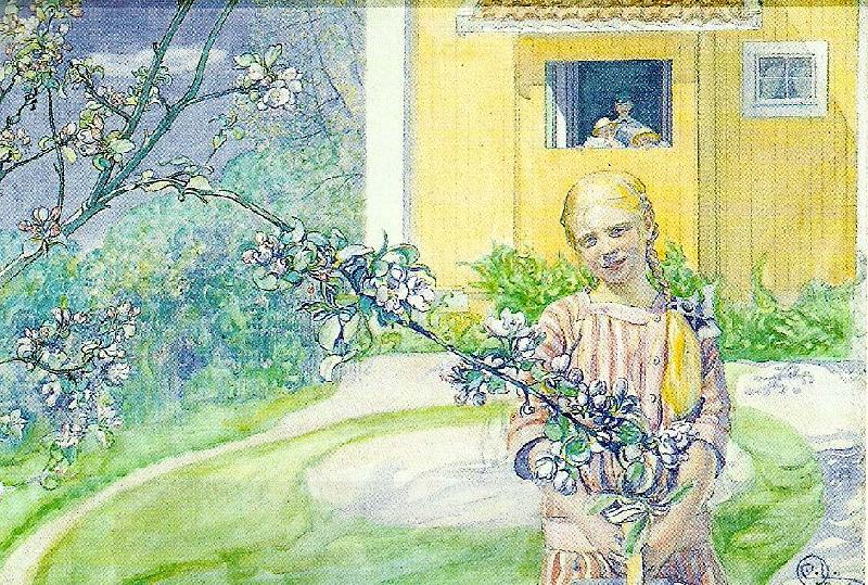 Carl Larsson appelblom-flicka vid appelblom